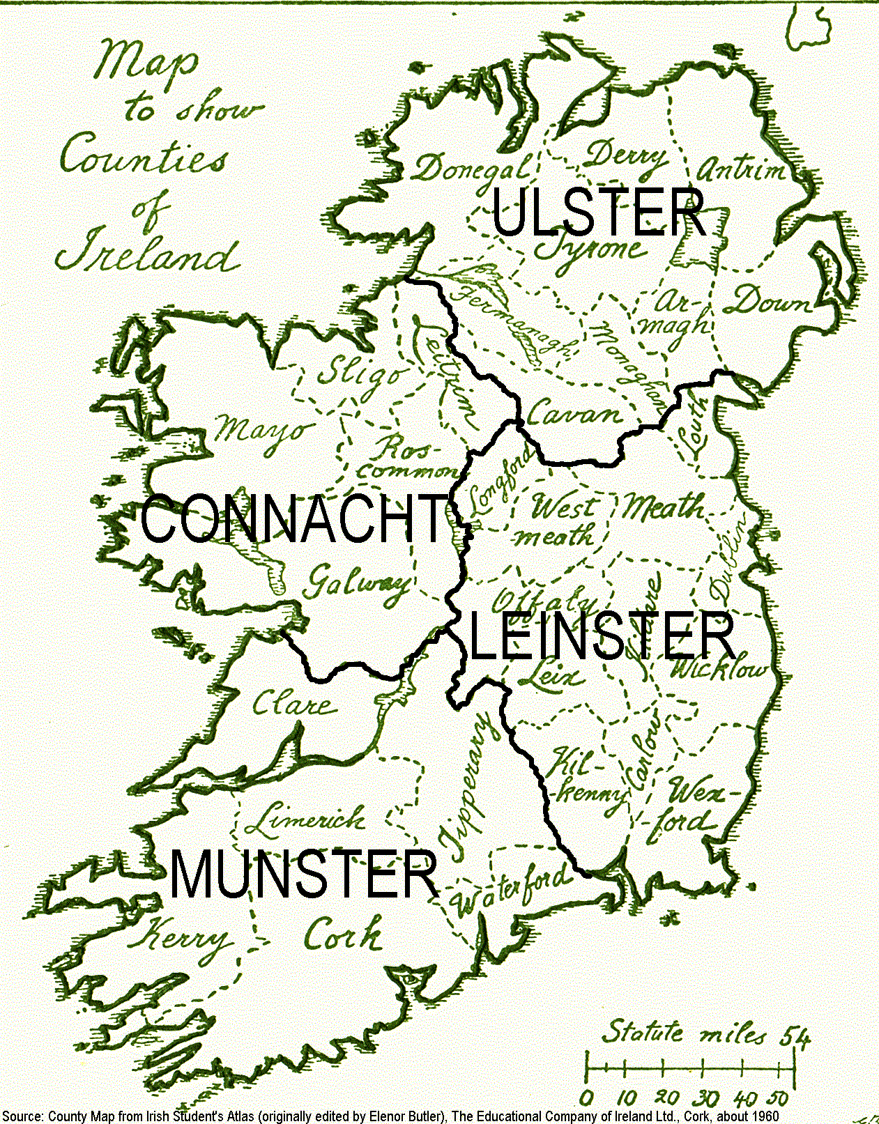 Map of Provinces in Ireland